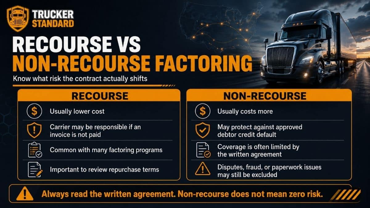 Recourse versus non-recourse trucking factoring comparison