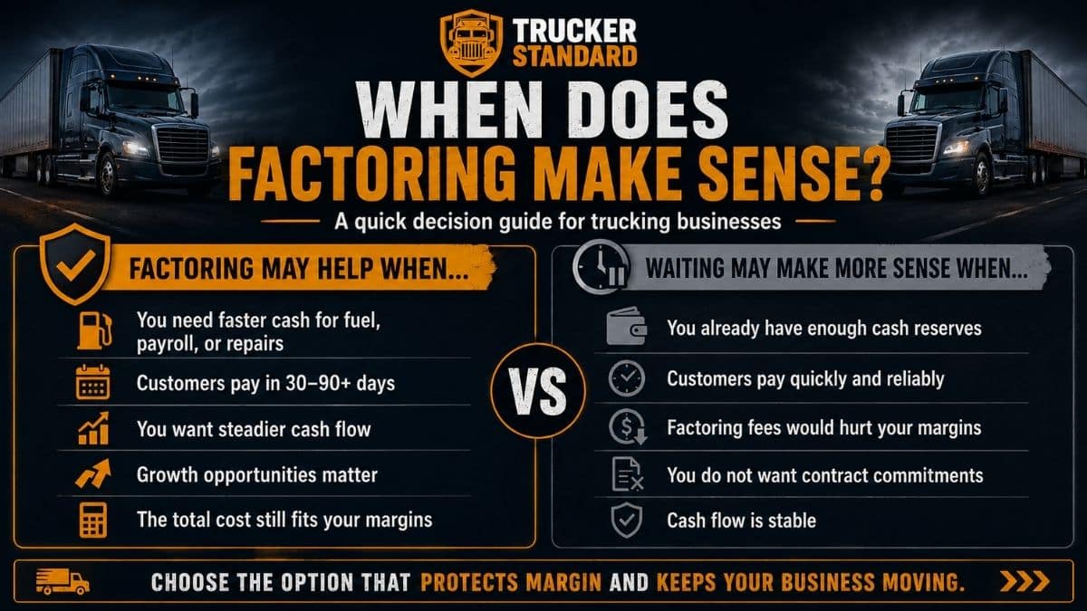 Factoring vs waiting for payment cash flow comparison for trucking companies