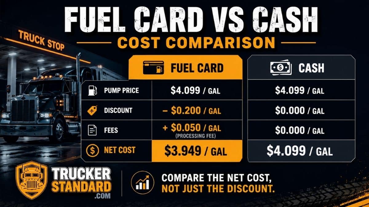 Fuel card vs cash cost comparison for trucking companies