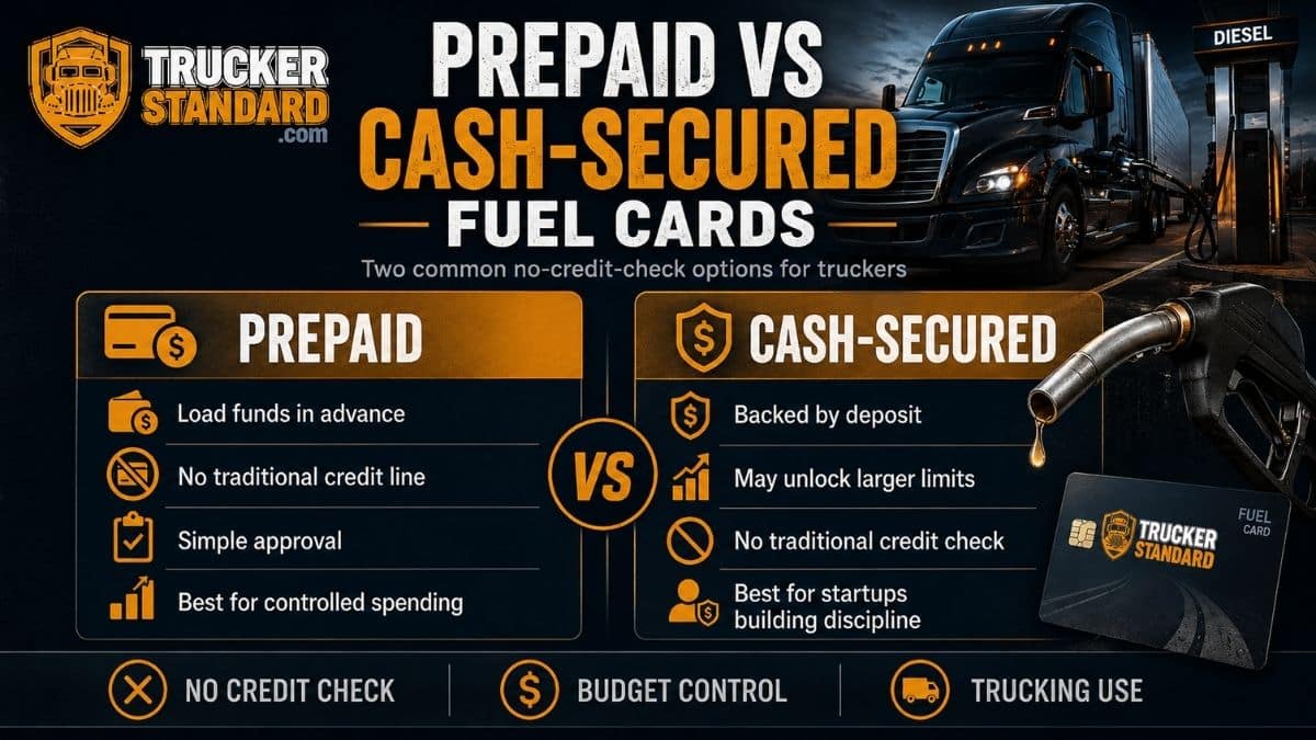 Prepaid vs cash-secured fuel cards no credit check for trucking companies